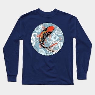 Jumping Koi Black Red and Yellow Fish Long Sleeve T-Shirt